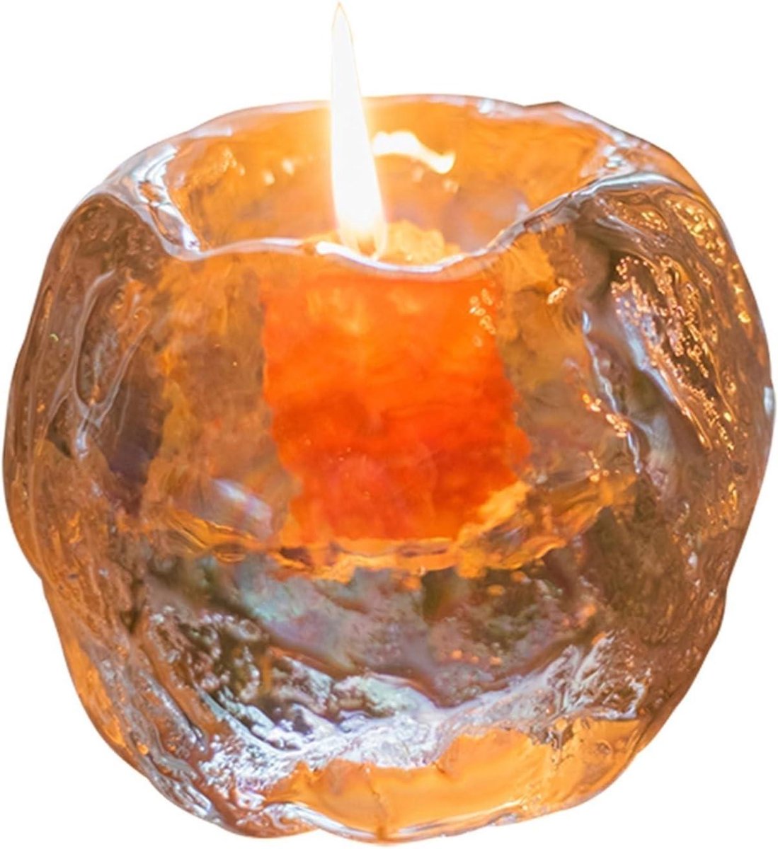Glazen Kandelaar - Kaarshouder Decoratief - Sfeer Creëren - Kristal Glas Design - 11 x 8.5 cm - Wit
