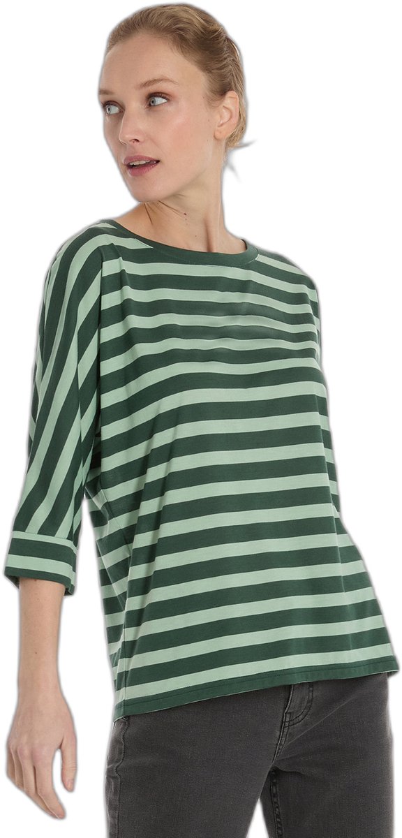 Dames-T-shirt met lange mouwen Ragwear Shimona Stripes Dennengroen