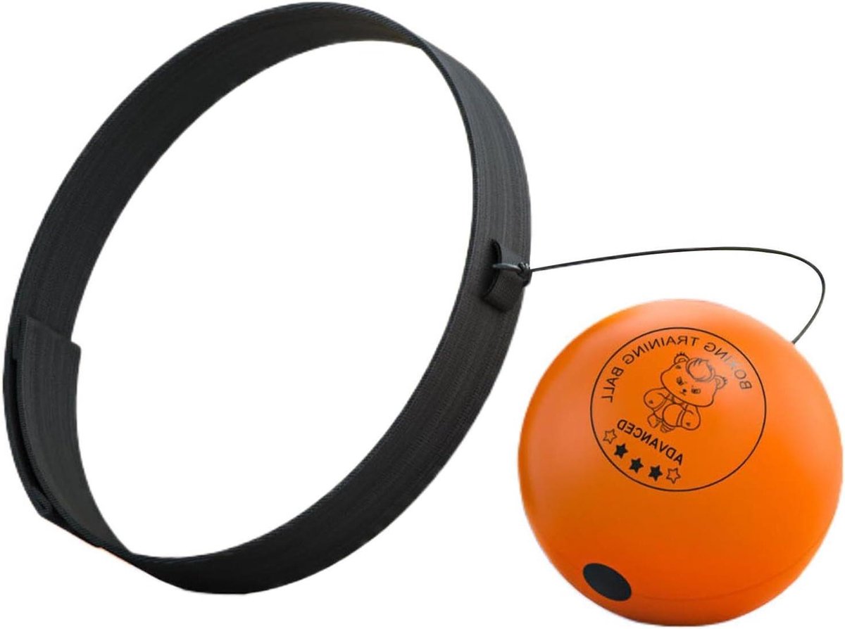 Boksbal Trainingsset - Reflexbal Snelheidsbal - Verbeteren Reactiesnelheid - Verstelbare Hoofdband - 25 cm - Oranje