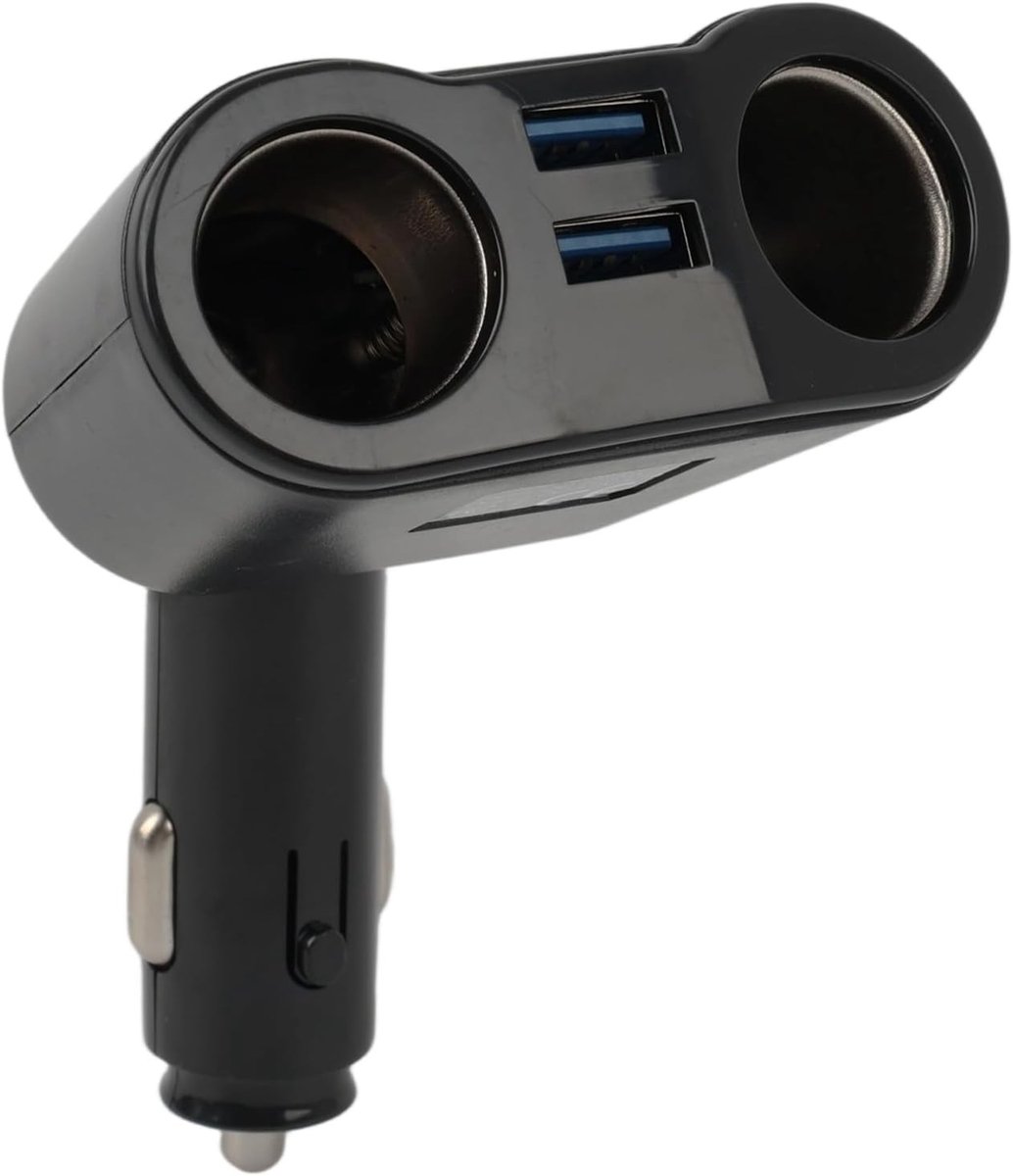 Autolader Adapter - Zwart - 12 V-24 V - Met Dubbele USB-Poorten en 2 Sigarettenaanstekers - Voor Auto