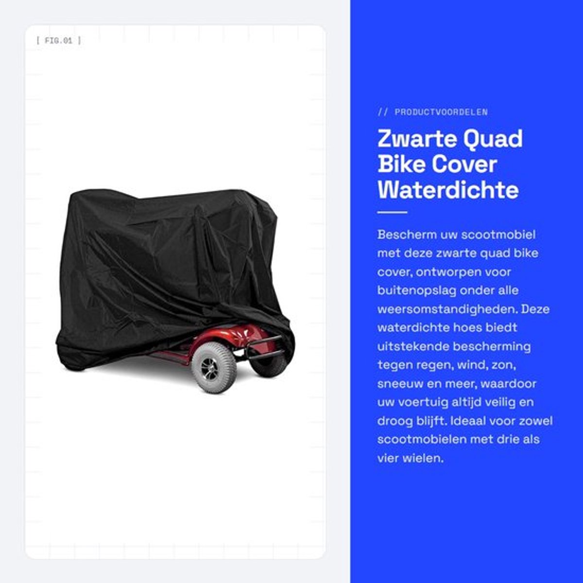 Motorcover Waterdicht - Scootmobielhoes - Buitenopslag - Lichtgewicht - Eenvoudig te installeren - Bescherming tegen weer en vuil - Scooterhoes