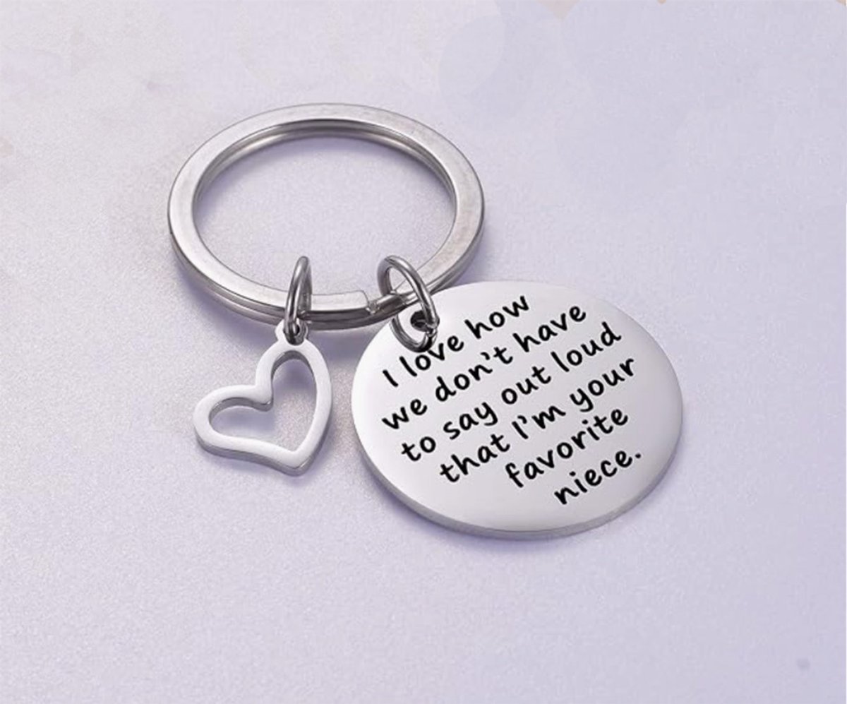 Sleutelhanger voor Nichtje - Nichtjes sleutelhanger - Cadeau voor je nichtje - Zilverkleurig - Gebaar - CHPN