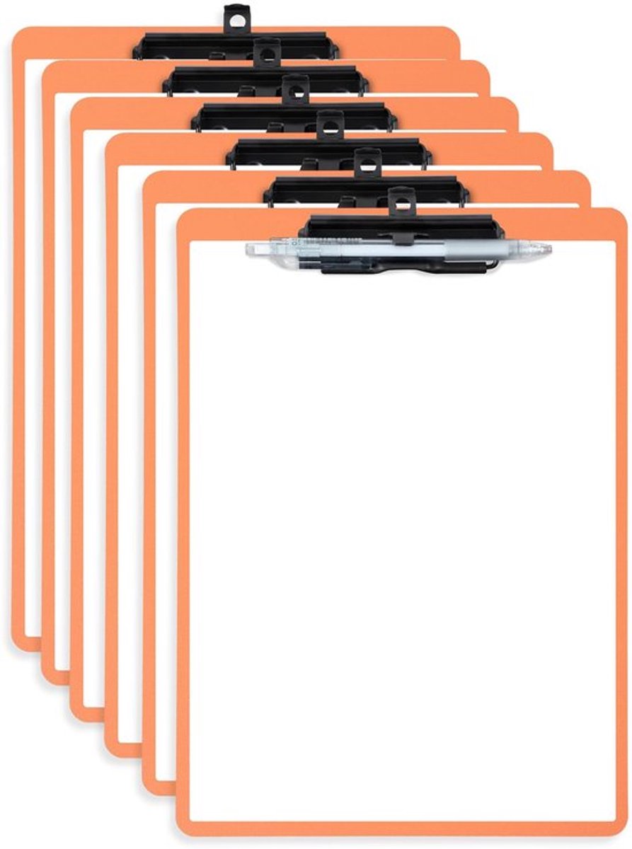 Klembord A4 - 6 Klemborden met Penhouder - Kunststof Klemmap - Schrijfblok voor Studenten - Kantoorbenodigdheden - Op te Hangen