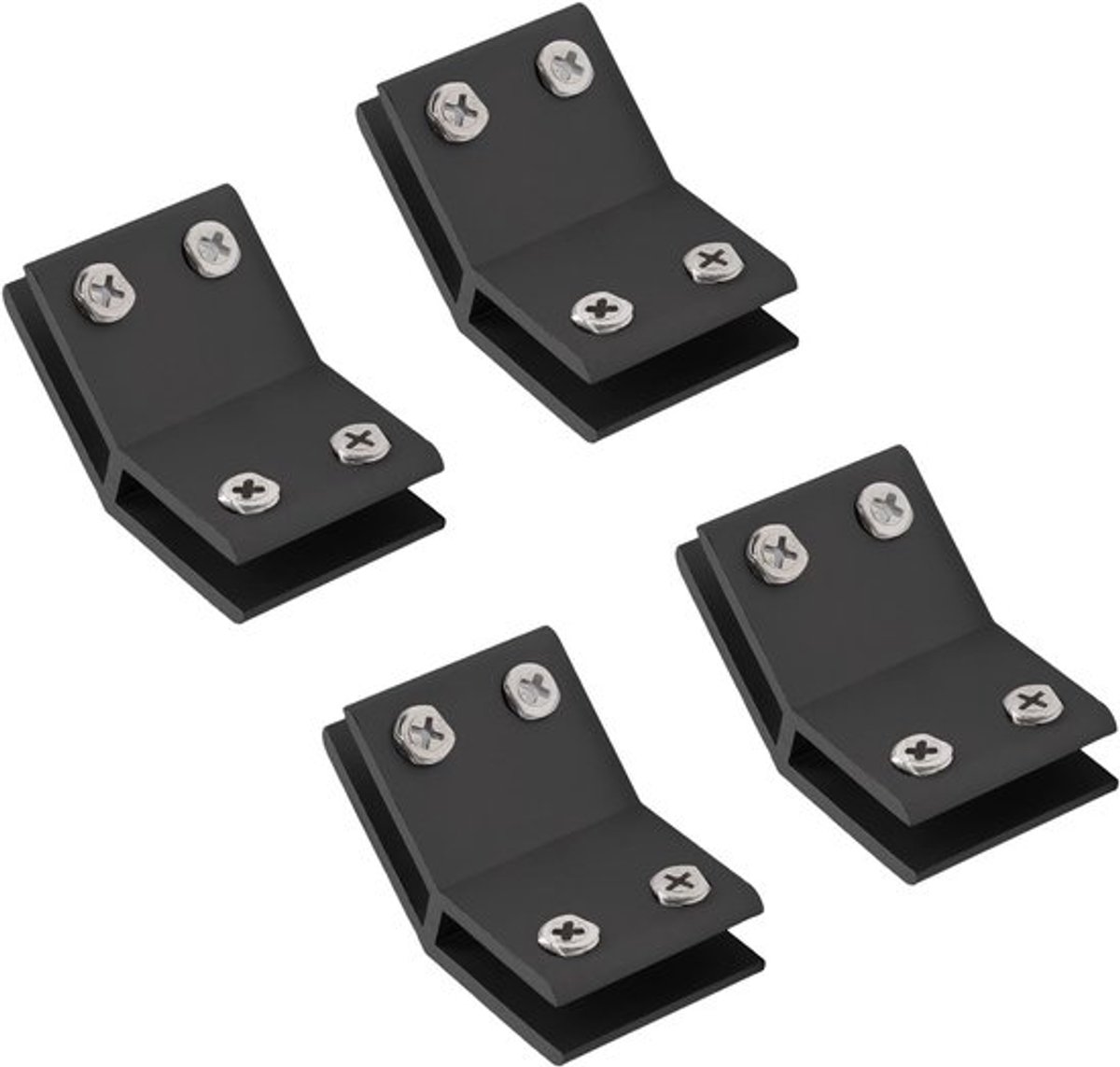 Glasklem 4 Stuks - Verstelbare Zwarte Aluminiumlegering - Dubbelzijdige Steunbeugel - 135 Graden - Antislip en Schokbestendig - Glasklemmen