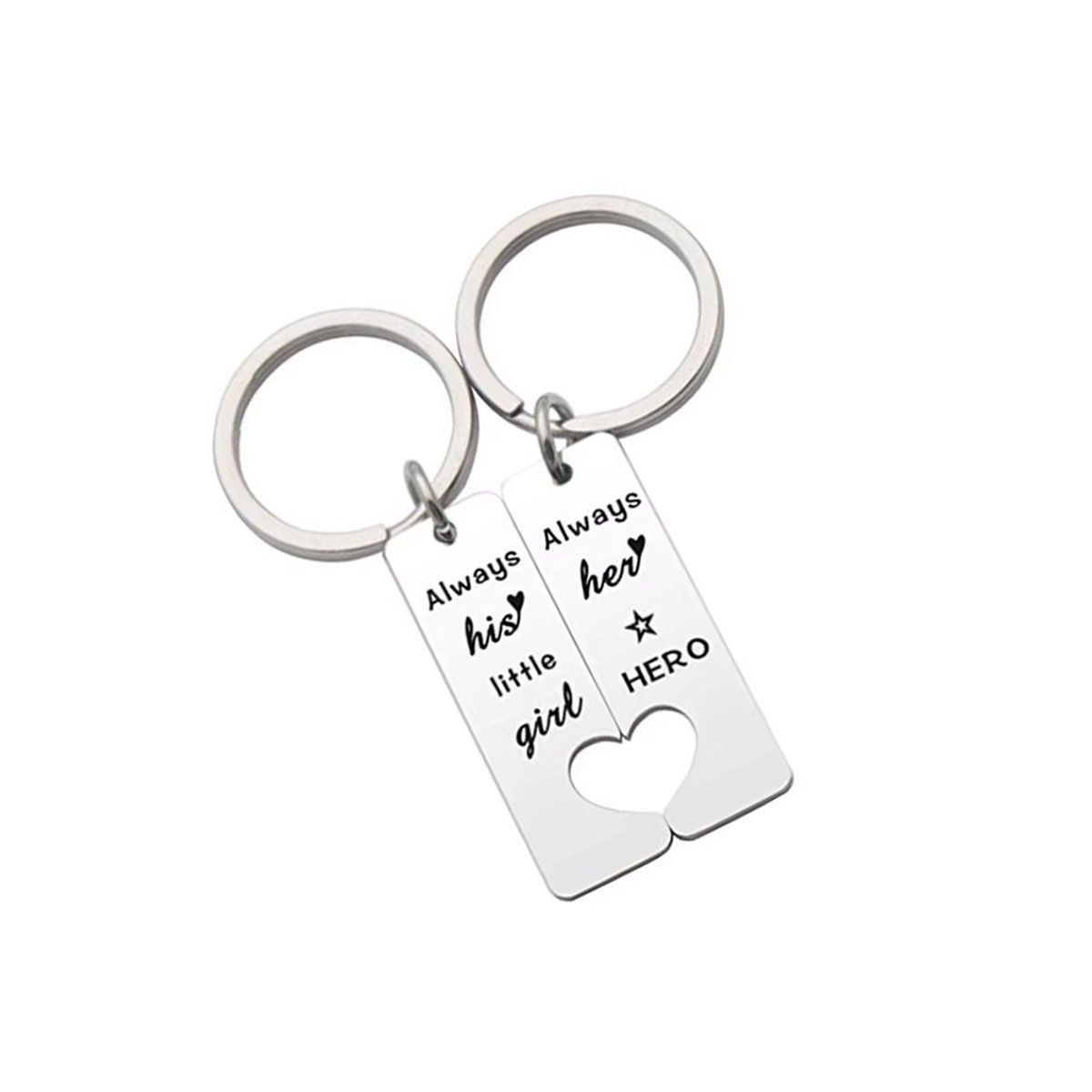 Vader-Dochter sleutelhanger - Vaderdag sleutelhanger - Zilverkleurig - Duo sleutelhanger - 2-delig - Papa Keychain - Dadddy/Daughter - CHPN