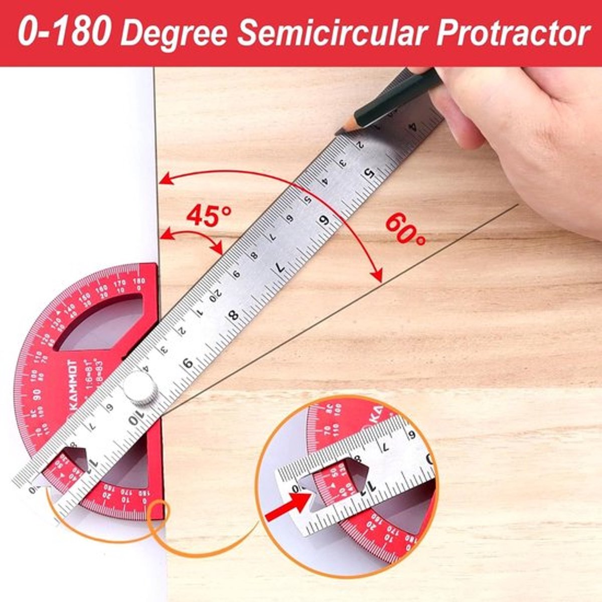 Hoekmeter Hoge Nauwkeurigheid - Hoekliniaal - Liniaal - Multifunctioneel - Aluminiumlegering - 2-in-1 Functionaliteit - Meetlat