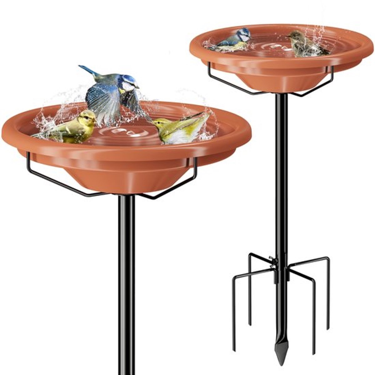 iBorn Vogelbad voor buiten, 91,4 cm metalen vrijstaande vogelbaden, 12 ″ BPA-vrije kom, vogelbad met 3 verstelbare hoogtestangen, afneembaar vogelbad voor buiten, 5-polige basis, pak van 1 (niet