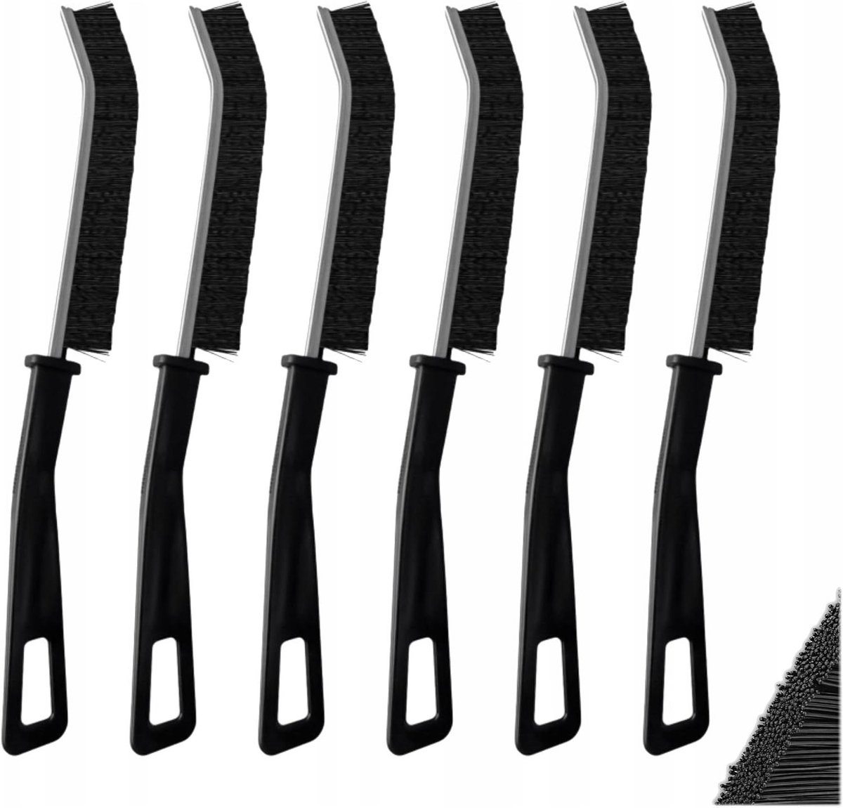 Voegenborstel Set - Hoekreiniger Randborstel - Nauwkeurig Reinigen - Elastisch Borstelmateriaal - 6 stuks - Zwart