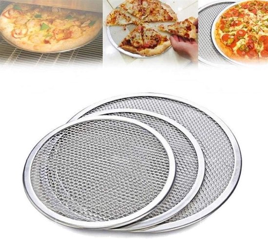 Pizzaplaat Aluminium - Pizzascherm Bakplaat - Brood Bakken - Naadloos Ontwerp - 35.5 cm - Zilver — afbeelding 4