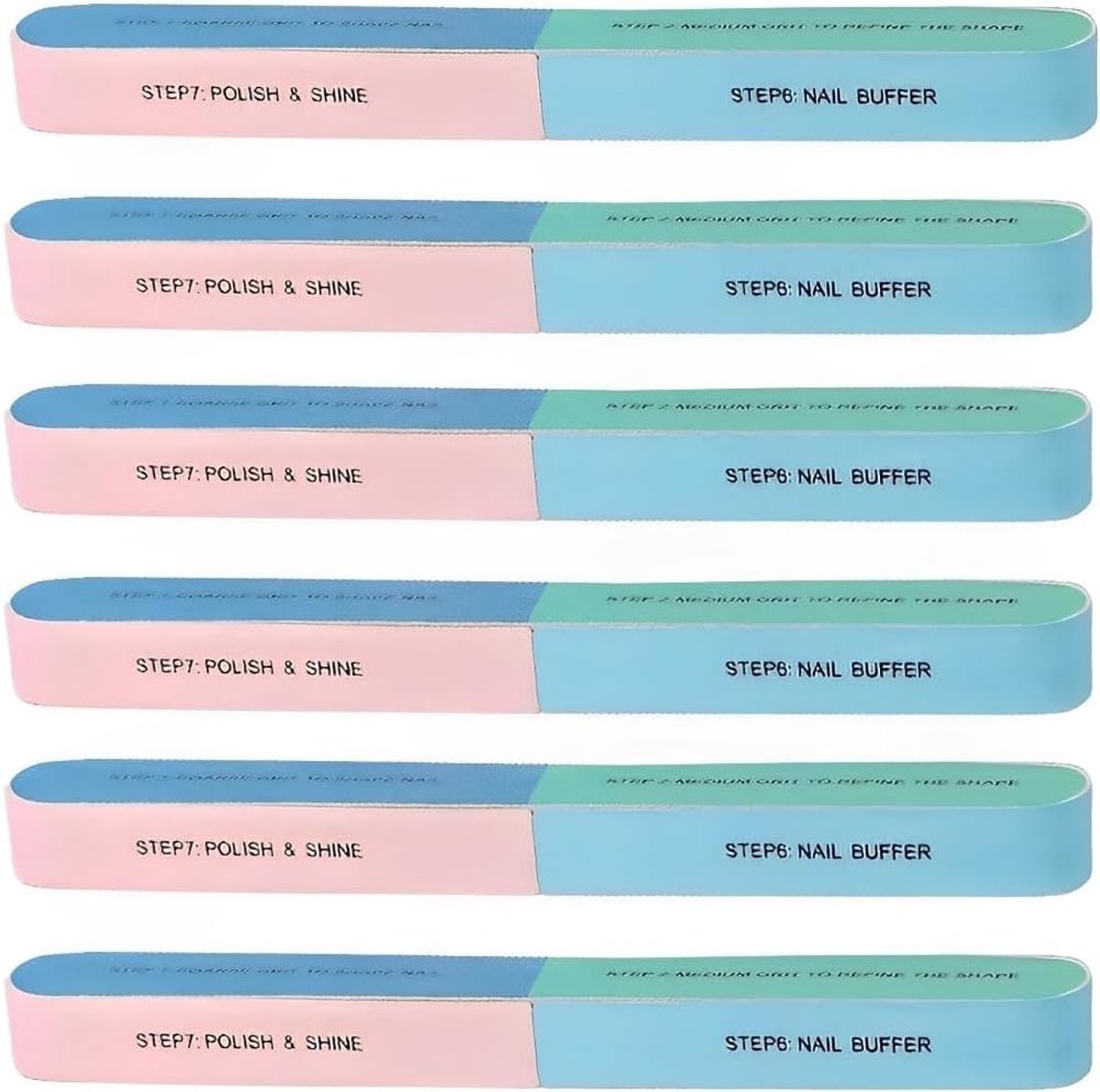 Professionele nagelvijlen en buffer set - 6 stuks voor manicure, dubbelzijdig, wasbaar, ideaal voor thuis en salongebruik