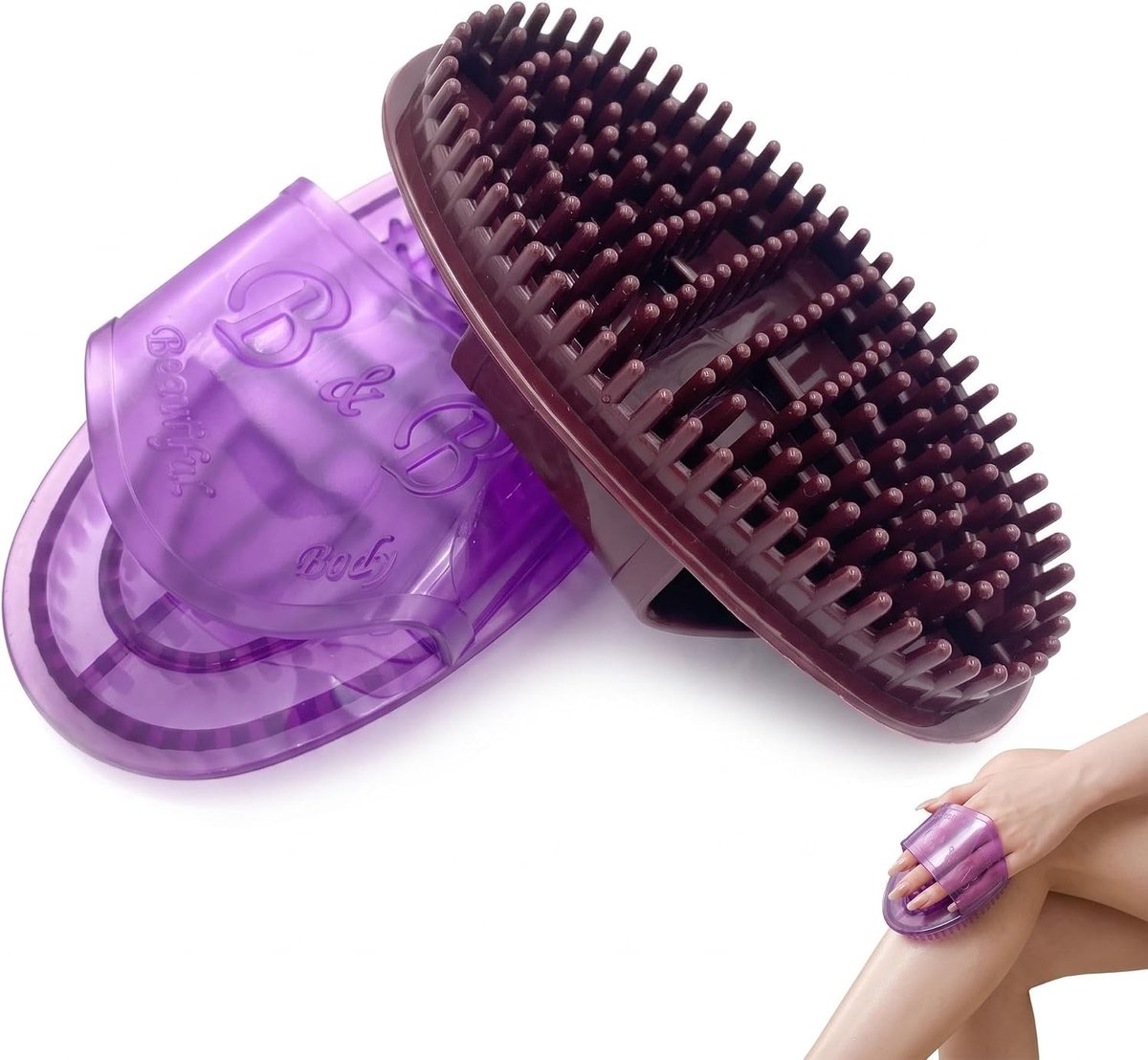 Massageborstelset - Paars - 2 Stuks - Professionele Massageborstels voor Lichaamsmassage en Ontspanning - Voor Thuisgebruik