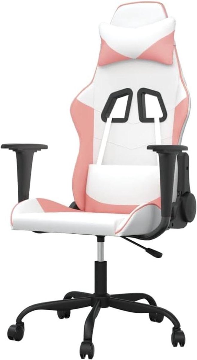 Gaming Stoel - Computerstoel Fauteuil - Comfortabel Zitten - Met Massagefunctie - 1 stuk - Wit Roze