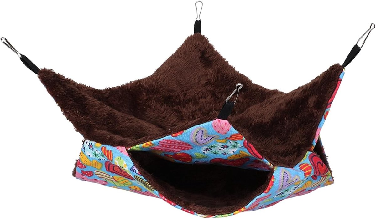 Zachte en comfortabele hangmat voor cavia's, hamsters, fretten en ratten - Dubbele laag rattenhangmat en speeltje voor huisdieren (34 x 34)