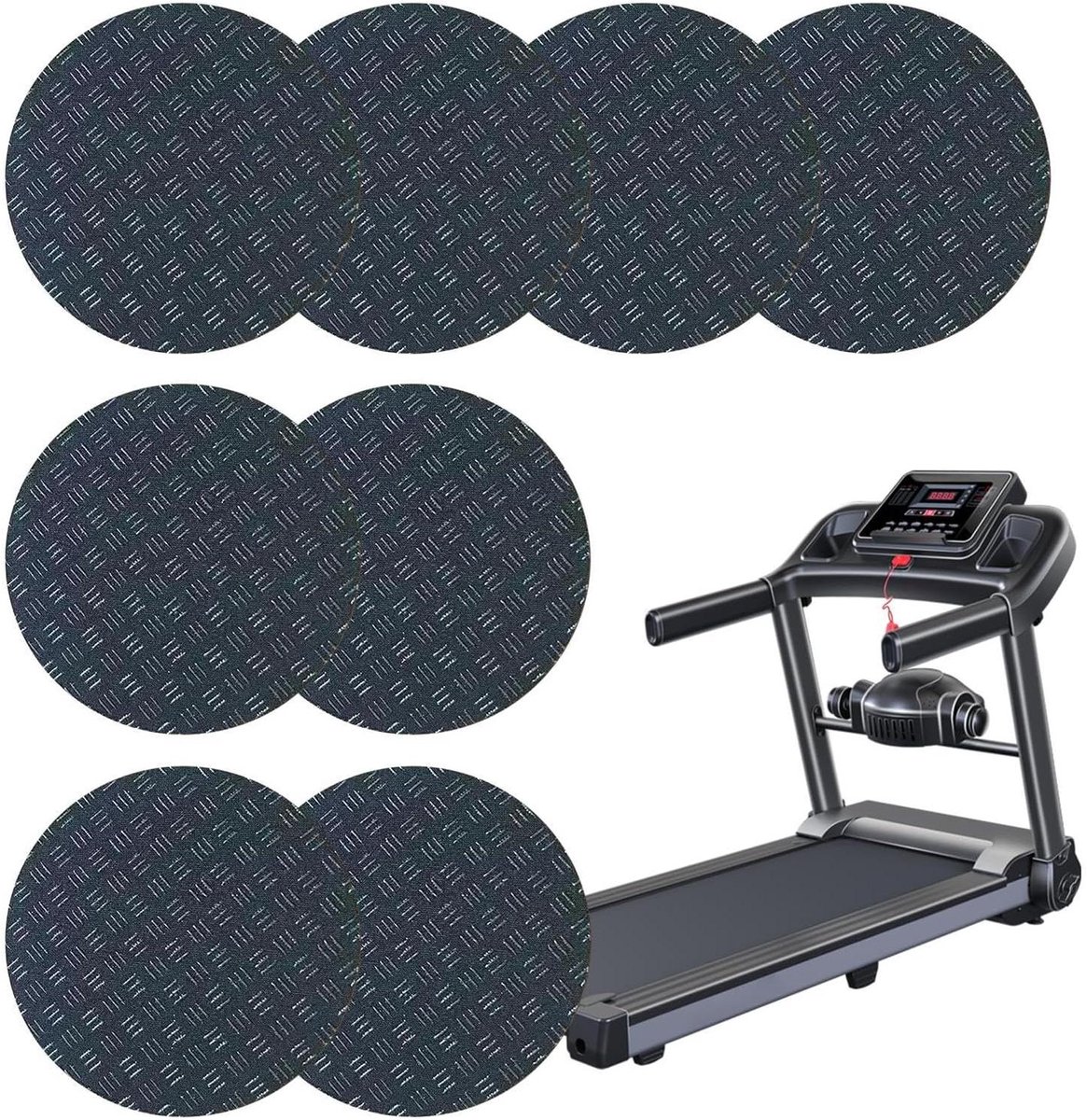 Loopbandmat Set - Vloerbeschermer Fitnessapparaat - Bescherming Thuisgym - Schokabsorberend Ontwerp - 10x10x0.5 cm - Zwart