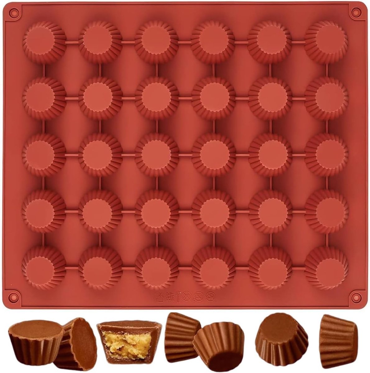 Mini-muffin bakvorm van siliconen met 30 holtes voor muffins, cupcakes, snoep en desserts