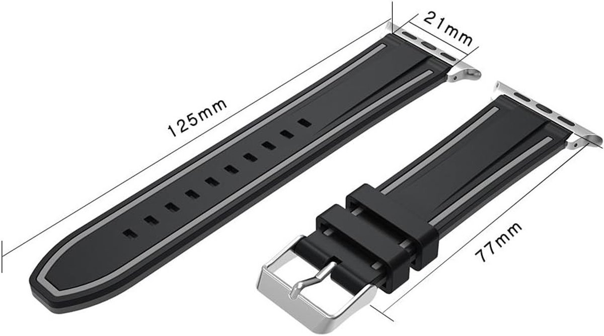Zachte siliconen vervangband voor 42mm Apple Watch met roestvrijstalen sluiting, geschikt voor Series 3/2/1 Sport Edition