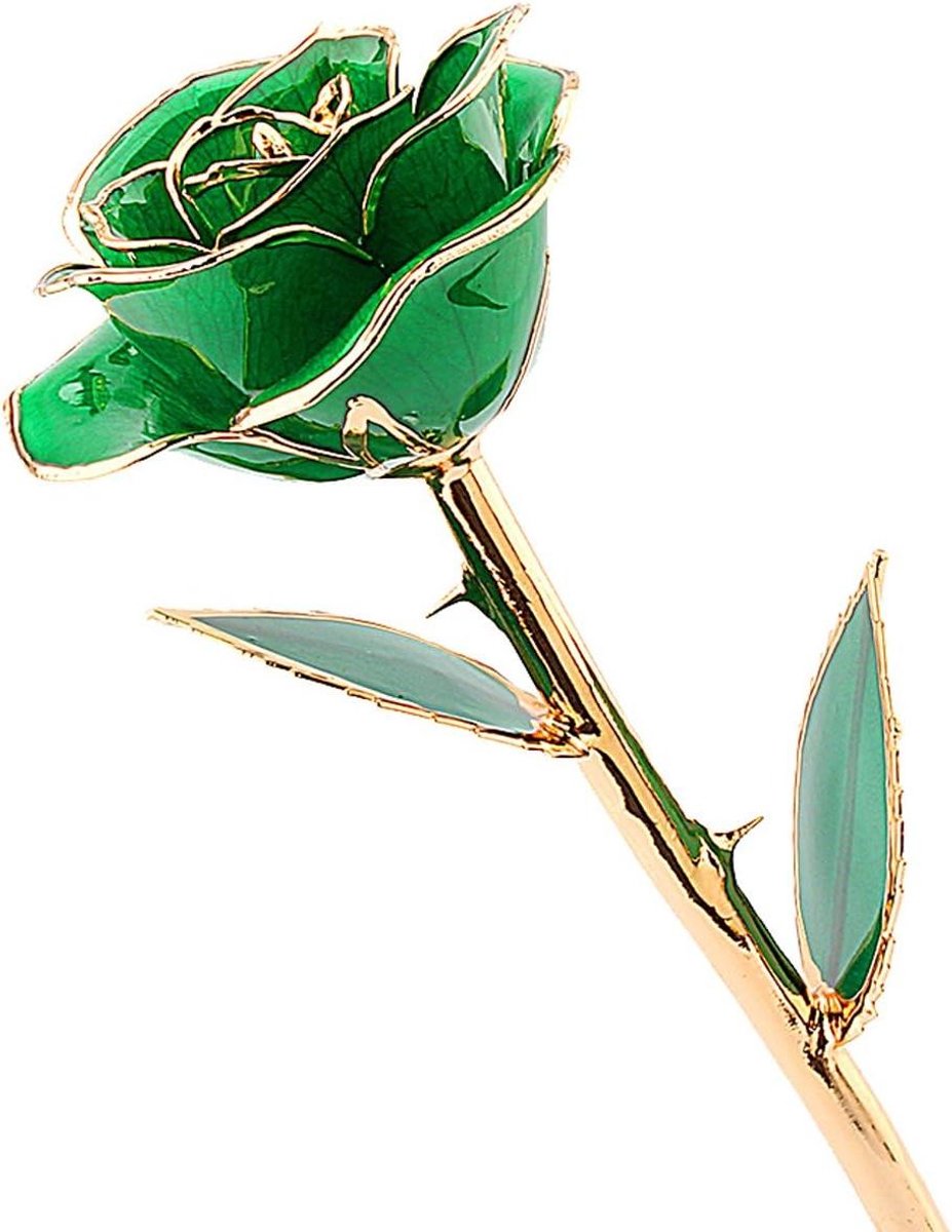 Gouden Roos - Eeuwige Roos Bloem - Cadeau Geven - 24k Goud Gedoopt - 11 inch - Groen