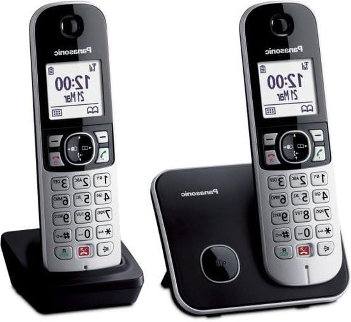 Dect Huistelefoon - Draadloze Telefoon Set - Thuis Bellen - Geen Antwoordapparaat - 2 Handsets - Zwart Zilver