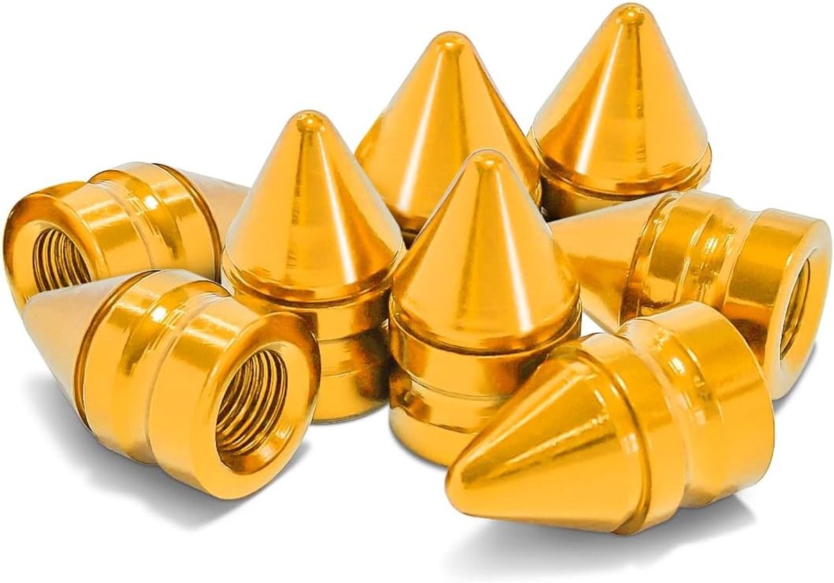 Aluminium Ventieldoppen voor Auto, SUV, Motor en Fiets met Rubber Ring - Bescherming tegen Vervuiling (Goud)