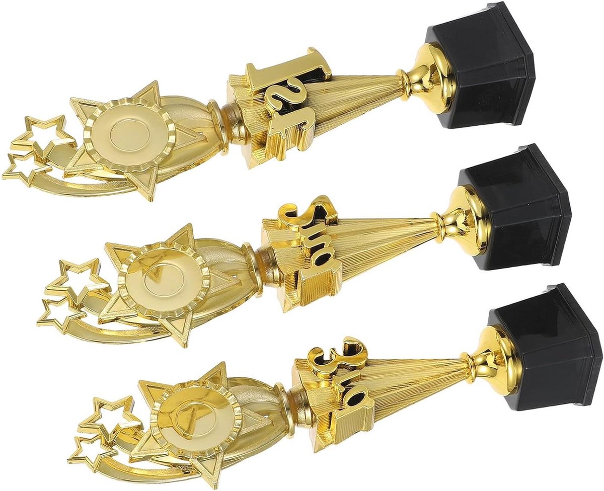 Ster Trofee Set - Prijs Bekers - Wedstrijden Belonen - Met Nummering - 37 cm - Goud