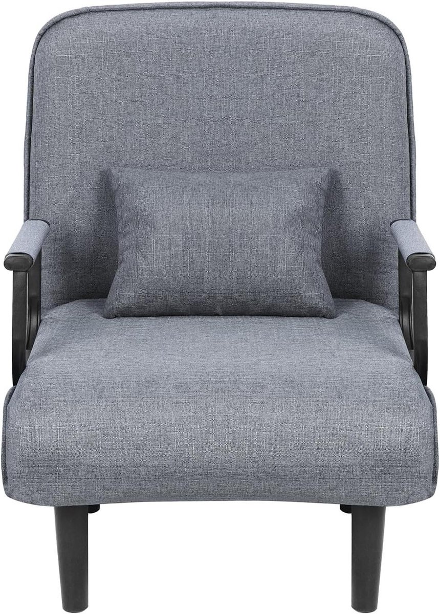 Stoelbed 3-in-1 - Uitklapbare fauteuil - Kleine ruimtes - Verstelbare rugleuning - 65 cm breed - Grijs