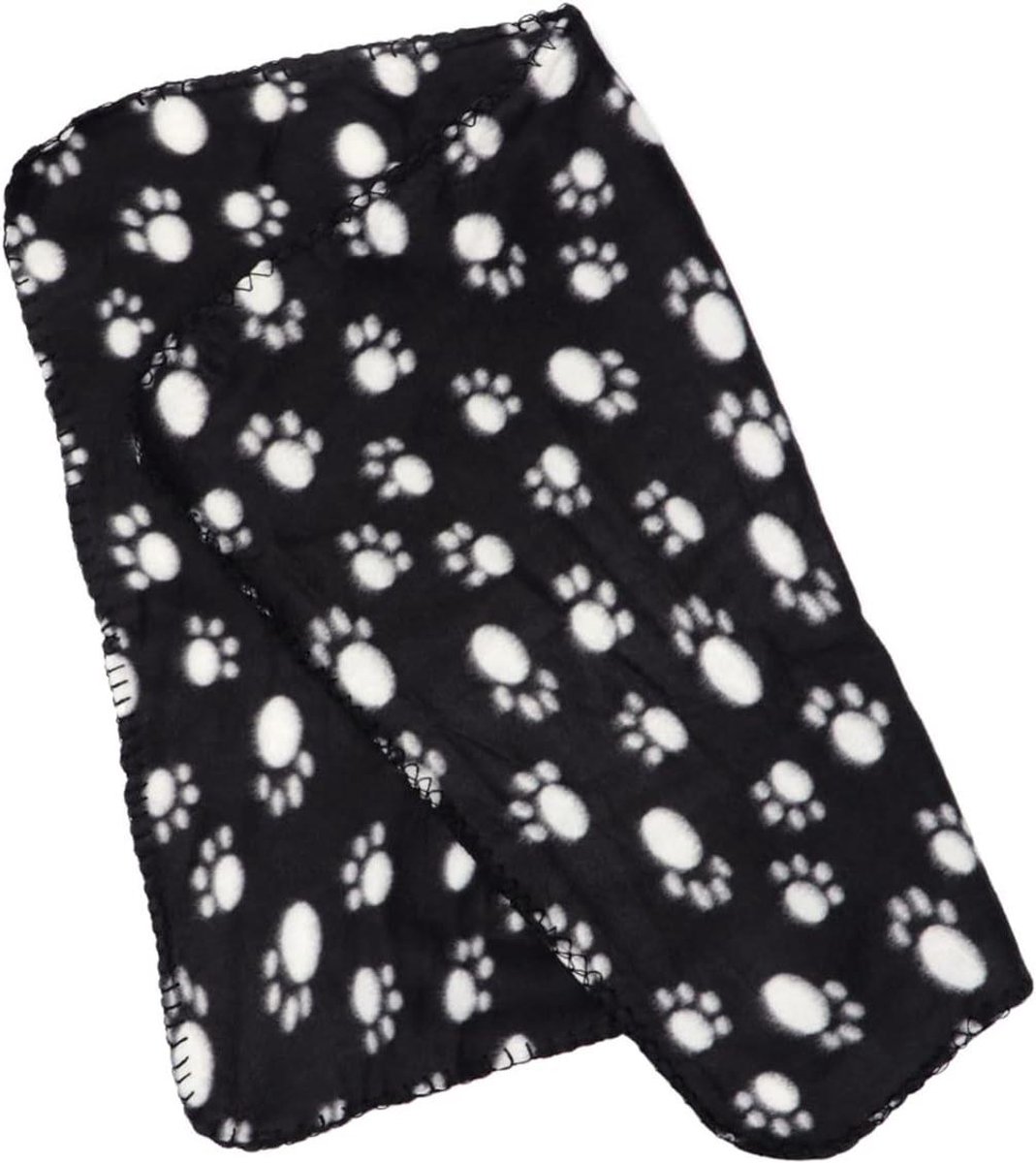 Huisdier deken - Zachte fleecedeken - Comfort voor dieren - Dubbelzijdig fleece - 60x70cm - Zwart met poten