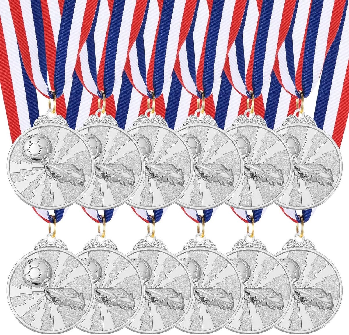 Voetbalmedailles - Onderscheidingen - Team Sport - Zinklegering - 12 stuks - Zilver