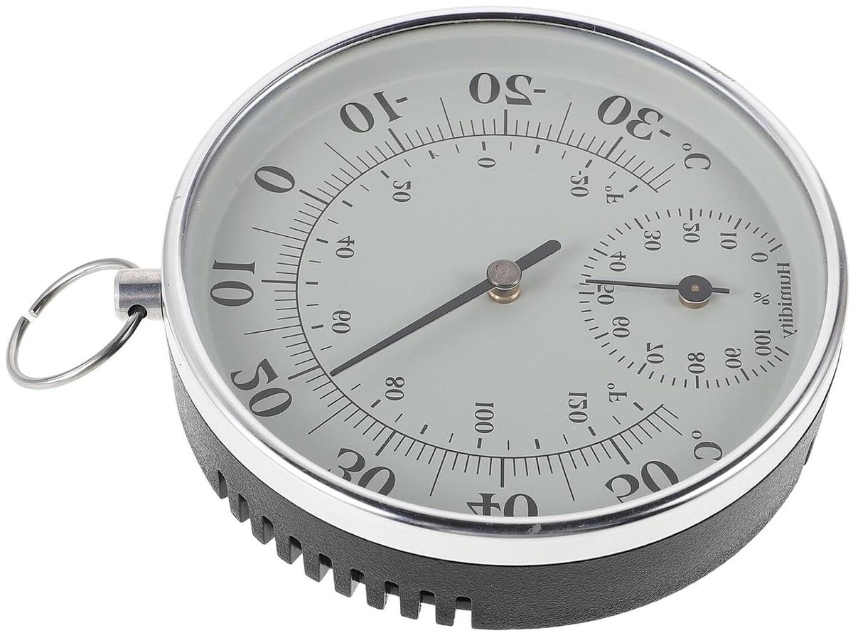 Binnenthermometer Hygrometer - Dubbele Wijzerplaat Monitor - Klimaat Bewaken - Waterdicht Batterijvrij - 10 cm - Wit