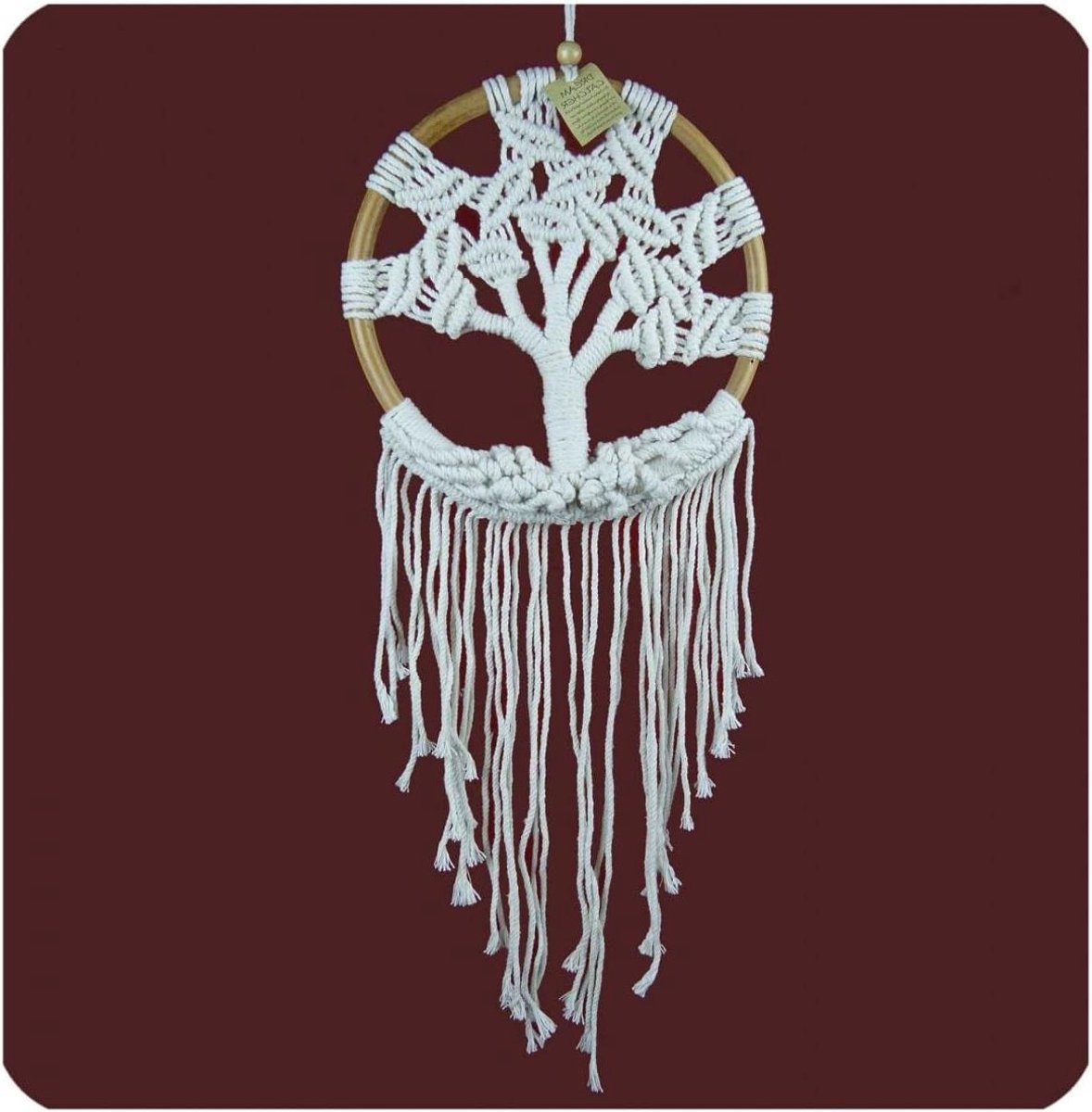 Dromenvanger Levensboom - Windspel Decoratie - Slaapkamer Decoreren - Handgemaakt Decoratief Element - 28 x 80 cm - Wit