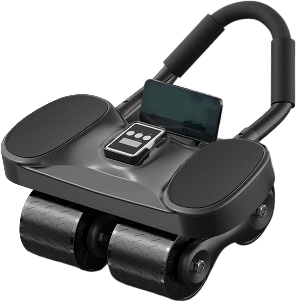 Buiktrainingsrol - Core trainer Fitnesswiel - Buikspieren trainen - Met elleboogsteun - ca. 354 x 247 cm - Zwart