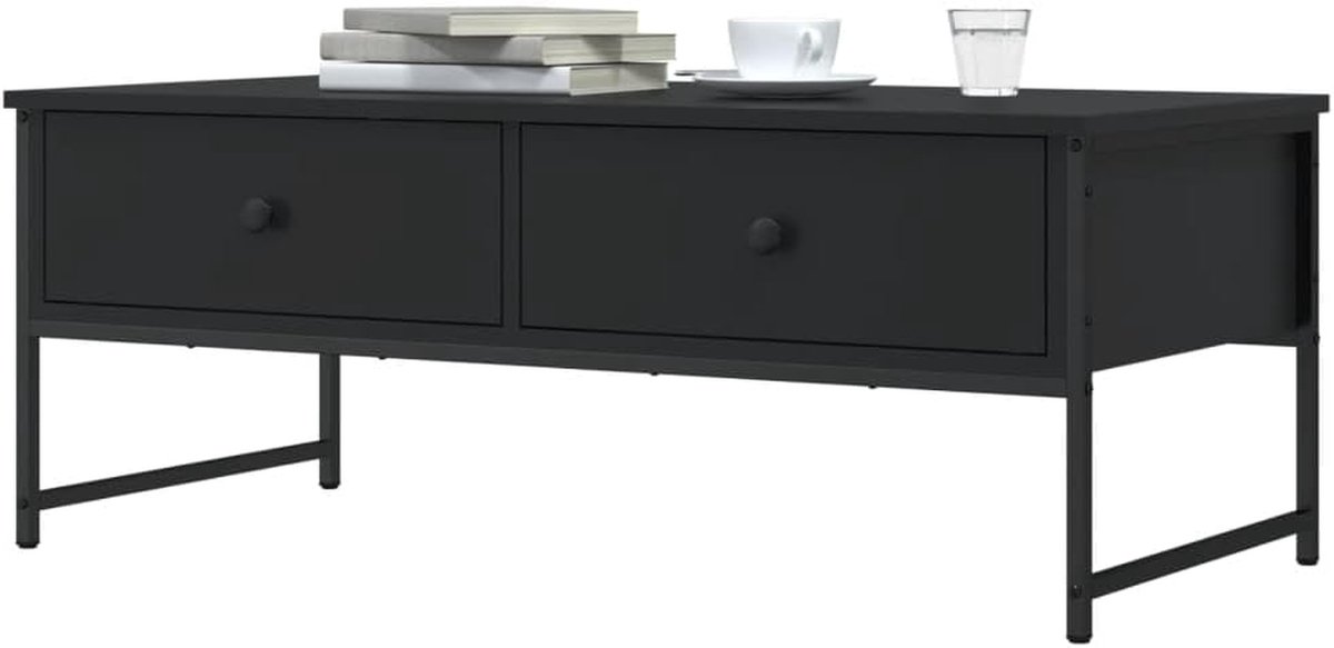 Salontafel - Bijzettafel Woonkamer - Opbergen Woonkamer - Industrieel Design - 101 x 49 x 39.5 cm - Zwart