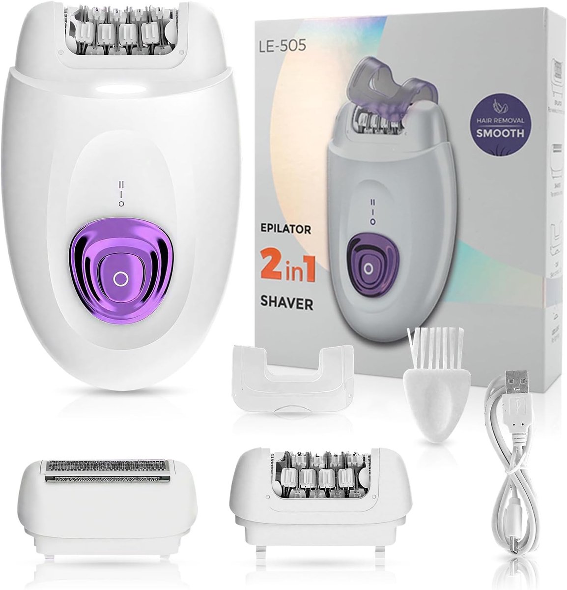 Epilator - Wit - 2-in-1 Ontharing met Dubbele Kop - Oplaadbaar en Draagbaar - Voor Vrouwen