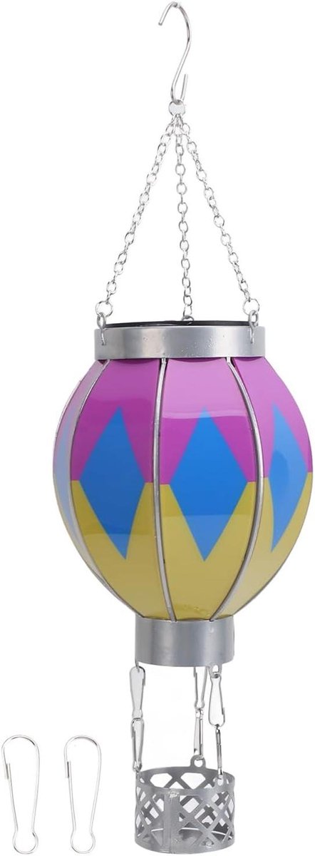 Hete Luchtballon Lantaarn - Hangende Solar Lamp - Buiten Decoratie - Automatische Lichtdetectie - 19 x 14 x 13 cm