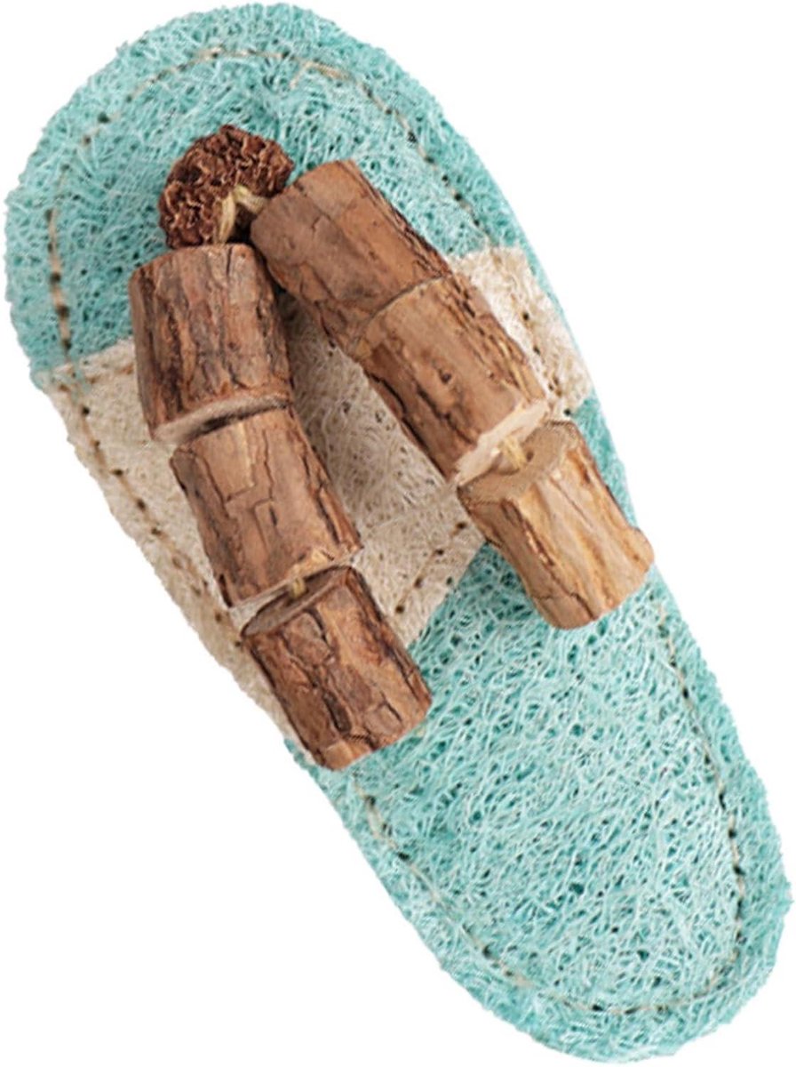 Katten Kauwspeeltje - Tandverzorging Speeltje - Verveling Verlichten - Natuurlijk Loofah Materiaal - 15x6x3 cm - Hemelsblauw