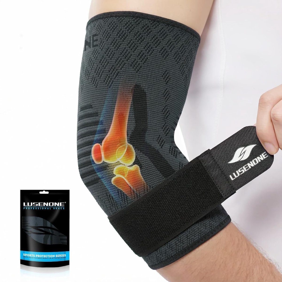 Elleboogsplint voor cubital tunnelsyndroom - Grijs - Medium - Verstelbare Compressie Elleboogbrace - Voor Dames en Heren
