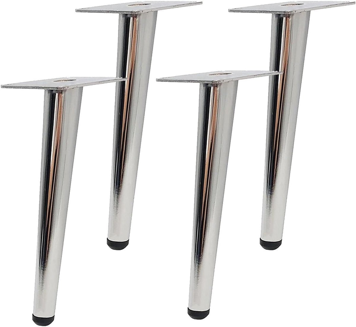Metalen Kastpoten - Meubelonderstel - Meubels Verfraaien - Schuine Kegel Design - 38 cm - Zilverkleurig