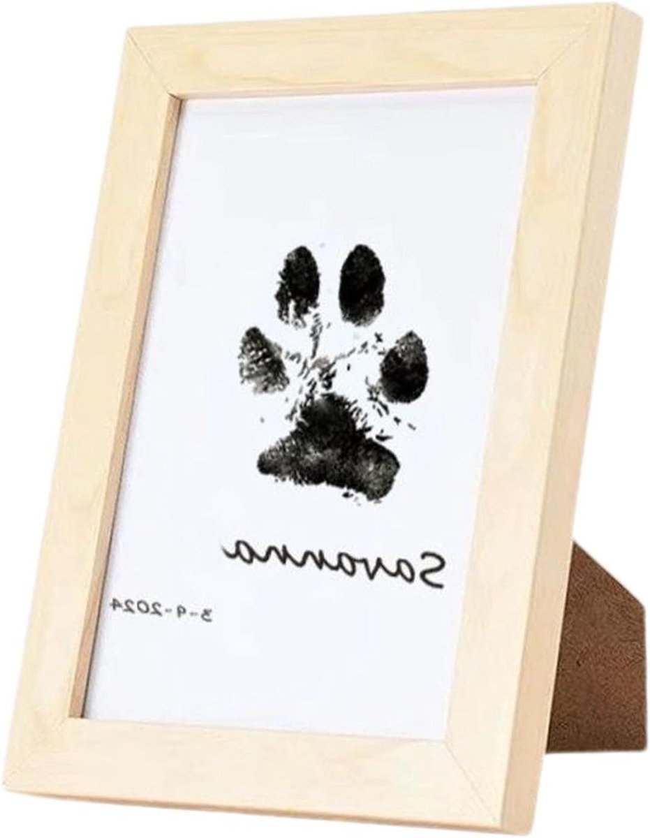 Dierenpootafdrukset - Pootafdruk kit Aandenken kit - Herinneringen Vastleggen - Inktloos Ontwerp - 15 x 11 x 25 cm - Houtkleur