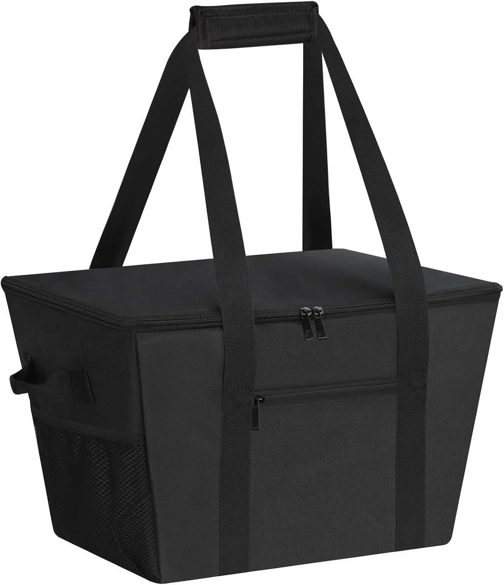 Picknickrugzakset - Zwart - 42 x 30 x 26,5 cm - Polyester Koeltas met Harde Onderkant - Voor Picknicken en Winkelen