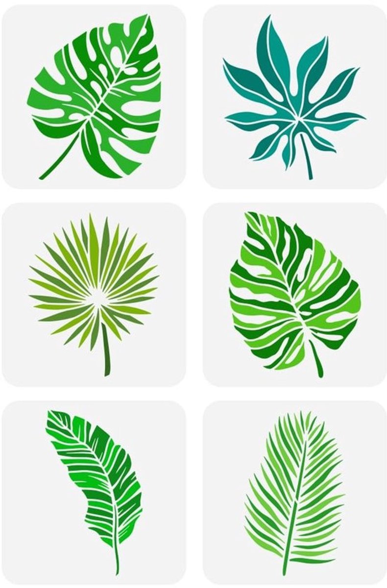 Sjablonen 6 stuks - Herbruikbare Sjablonen - Sjablonen Schilderen - Sjablonen Bloemen - Sjablonen Muur - 20 x 20 cm - Schilderstencils