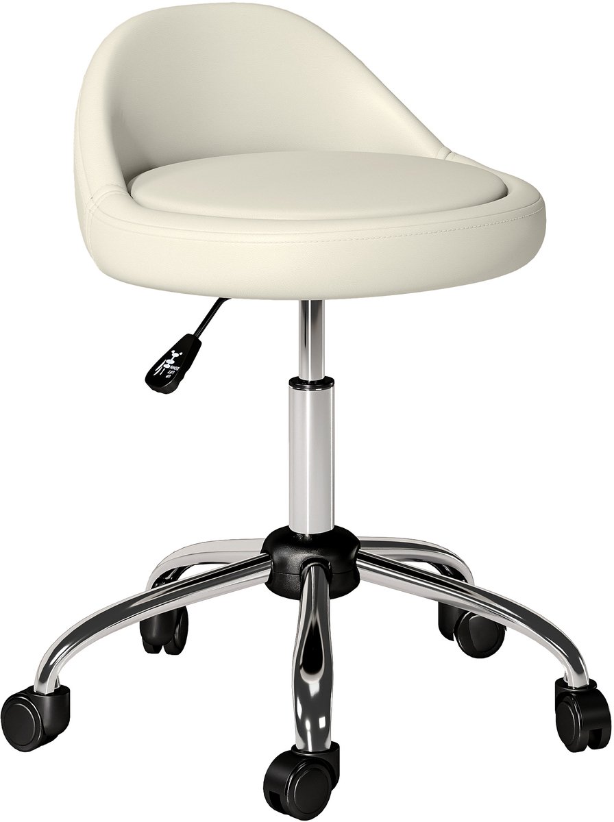 HOMCOM Kapperskruk Kunstleer Ø35 x 63-83H cm Wit