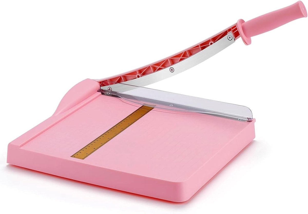 Papierversnipperaar - Roze - 34,3 x 30,5 cm - Hefboom Papiersnijmachine met Veiligheidsbescherming - Voor Papier en Karton