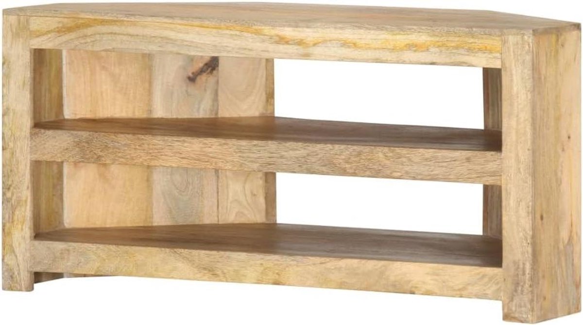 Tv-hoekkast - Hoek tv meubel - Opbergen media - Massief mangohout - 90 x 45 x 45 cm - Bruin