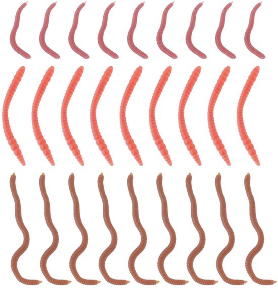 Kunstmatige Visaas 90 Stuks - Rood/Bruin Aas - 4/6/8 Cm - Zachte Kunststof - Voor Zoetwater/Zoutwater Vissen - Aantrekkelijke Visgeur