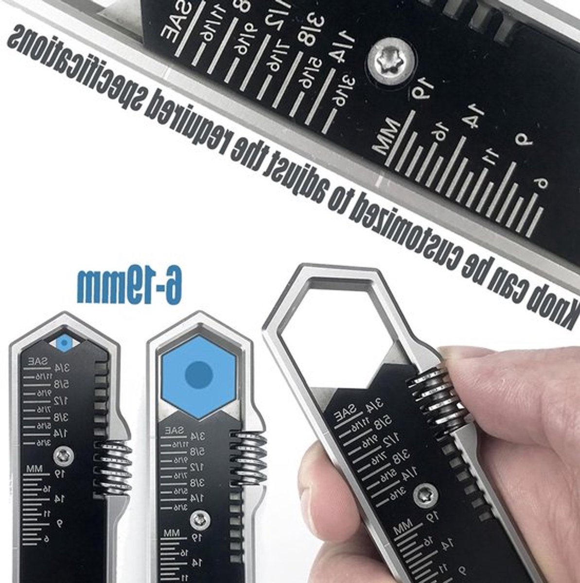 Multifunctionele RVS Multitool voor EDC, Pocket Wrench en Onderhouds Gereedschap 3/16 tot 3/4 Inch 5 tot 19mm