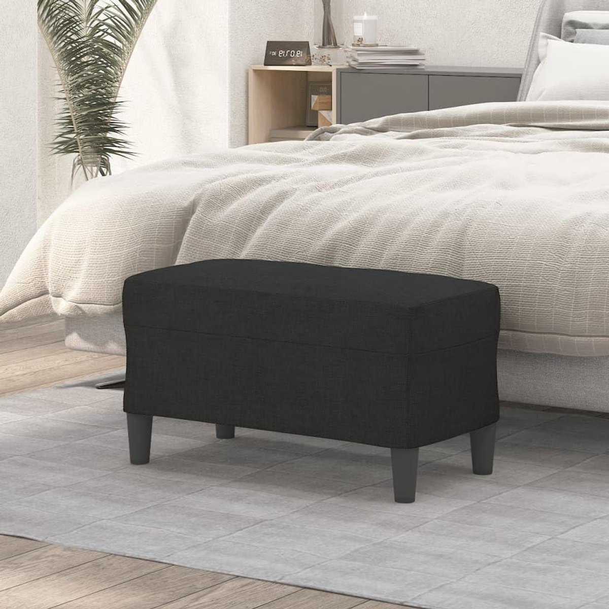 Zitbank - Bank voetenbank - Extra zitplaats - Dikke schuimvulling - 70 x 35 x 41 cm - Zwart