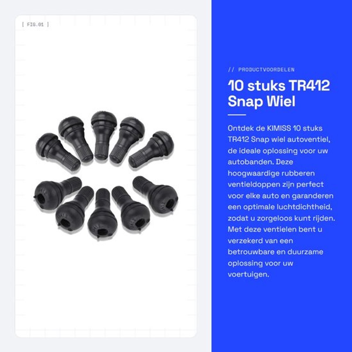 Autoventielset 10 Stuks - TR412 Snap Ventielen - Rubber Ventieldoppen - Breed Toepasbaar - Geschikt voor Auto's en Fietsen - Hoge Kwaliteit - Bandenventiel