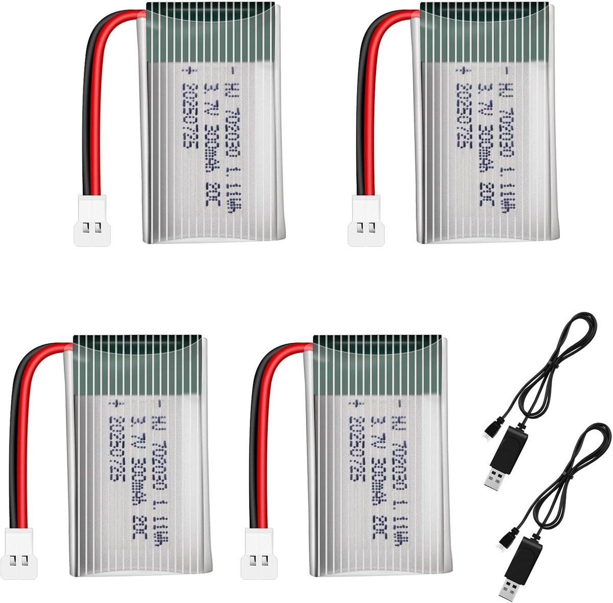 Rc vliegtuig - LiPo Batterij Set - 34 x 20 x 8 mm - 3,7 V 300 mAh Lithium-Polymeer - Voor RC Modellen en Speelgoed