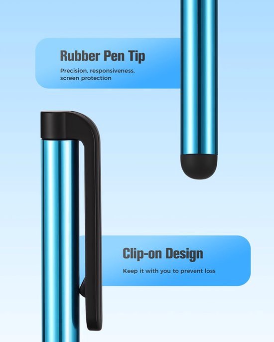 Stylus Pen Universeel - 10x Styluspennen - Touchpen voor Tablets - Geschikt voor Smartphones - Clip-ontwerp - Antislip Grip — afbeelding 4