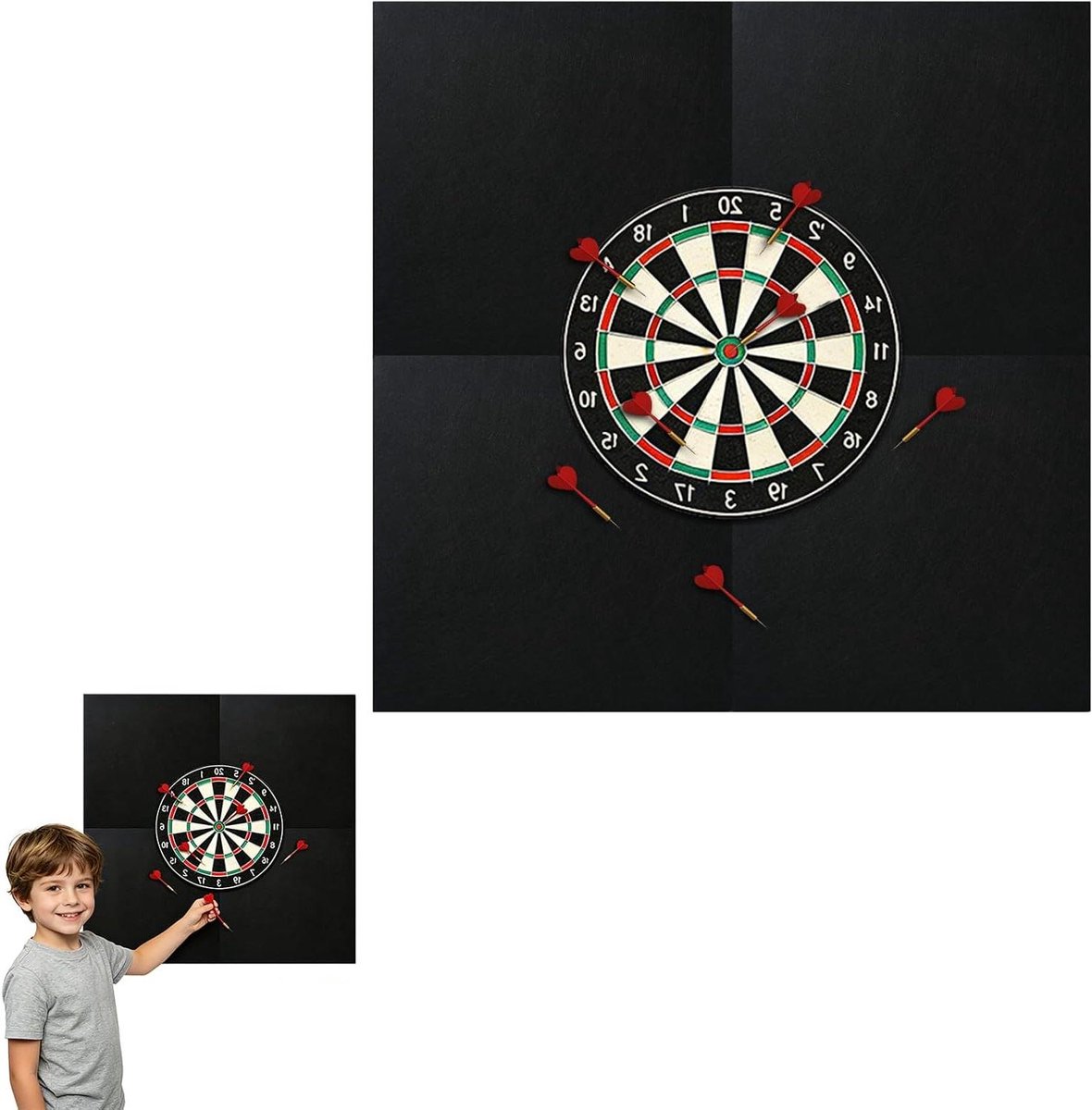 Dart Surround Beschermmat - Wandbescherming Dartbord - Muur Beschermen - Zelfklevend Klittenband - 60x60 cm - Zwart