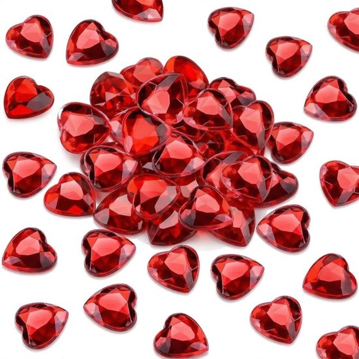 StrooiDecoratie 200 Stuks Hartvormige Diamantkristallen - Tafeldecoratie - Tafelversiering Verjaardag - Rood - Veiligheidswaarschuwing Niet Eetbaar